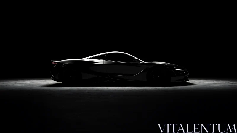 Low key side profile of modern sports car in dark studio