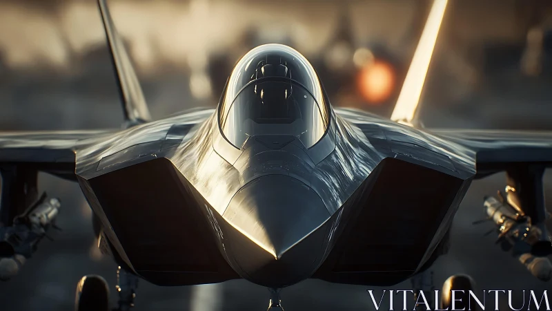 Predator dawn-taxi: stealth fighter poised for silent burn.