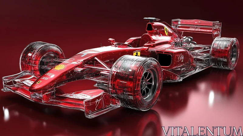 Crystal-skinned red race car hums like frozen lightning