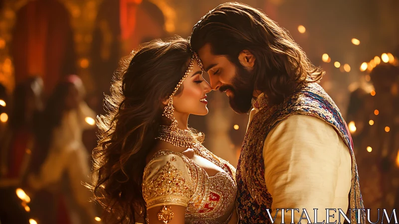 Ornate Bridal Moment Under Golden Lights