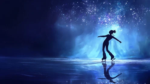 Star-stitched skater glides across a midnight crystal horizon.