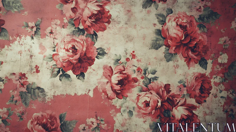 Faded rose wallpaper daydreams on weathered blush fields.