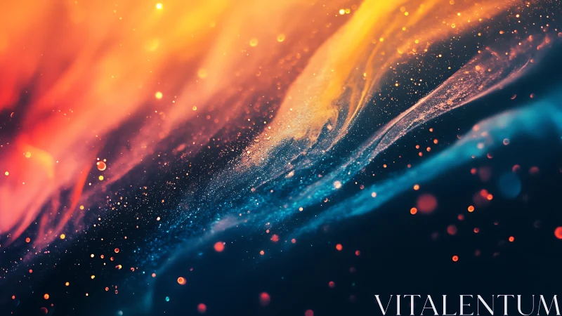 Glowing cosmic swirls drift through a dreamlike night sky.