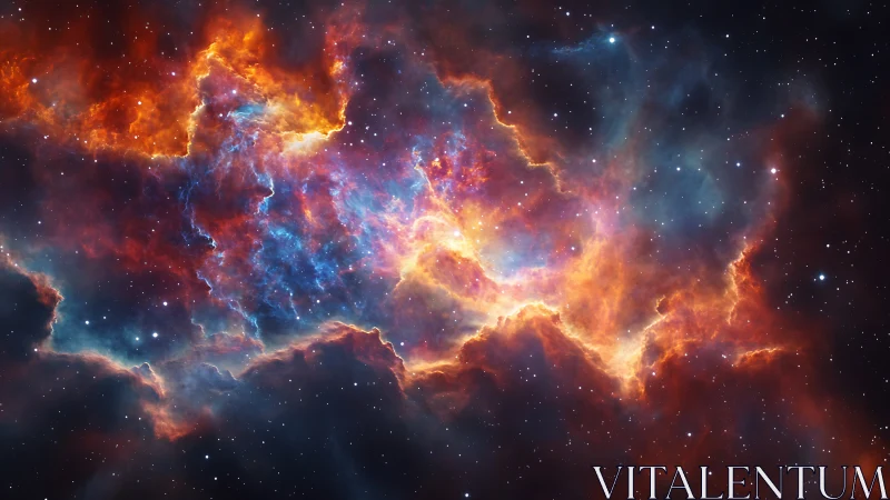 Ionized interstellar nebula with turbulent emission clouds