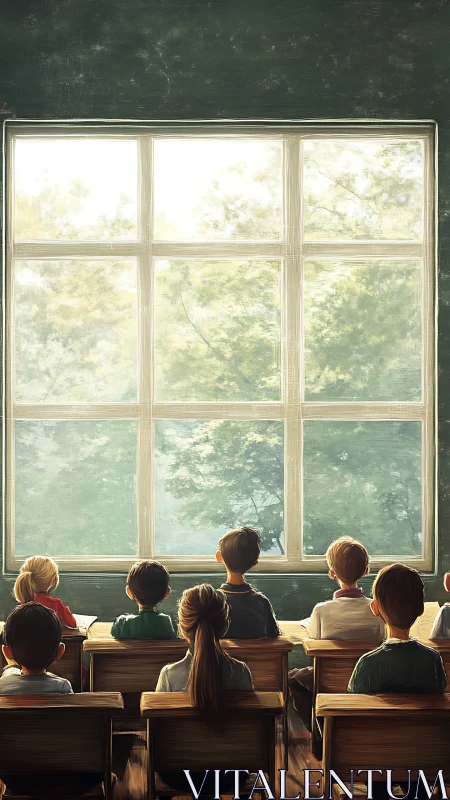 Children Gazing Out Through Nature's Window