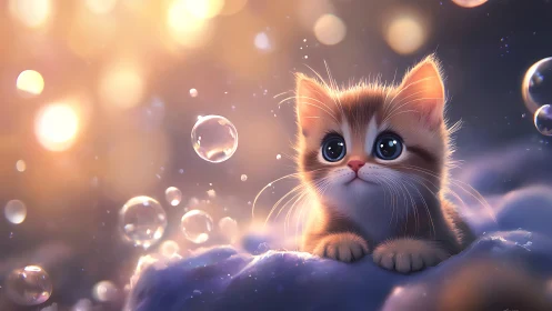 Rendered Feline Figure in Particulate Environment.