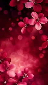 Crimson petals float against deep burgundy bokeh.