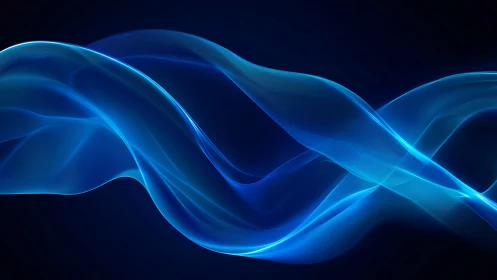 Blue translucent waveforms on dark gradient background.