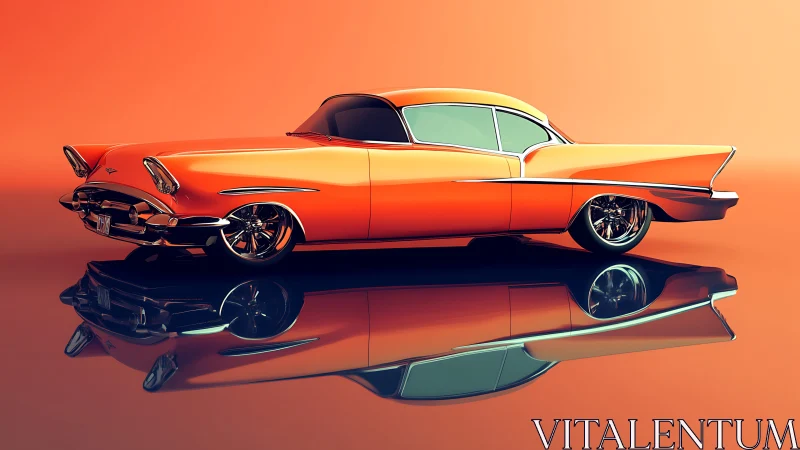 Retro orange coupe rendered in glossy 3D style.