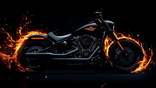 Midnight inferno motorcycle blazing through liquid shadow.