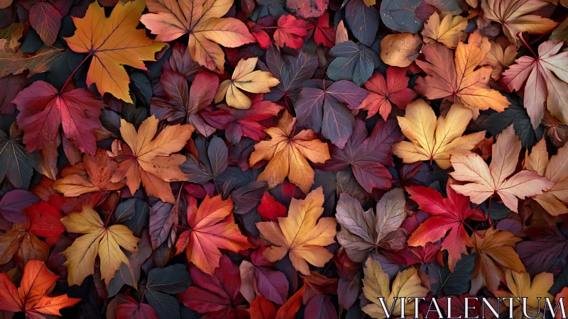 Crimson whispers of autumn drift across a velvet forest floor.