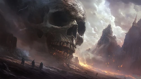 Colossal skull mountain looms over apocalyptic wasteland