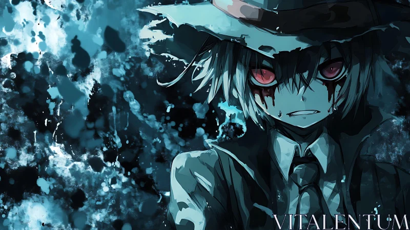 Red eyed rain mage amid splattered midnight storm.