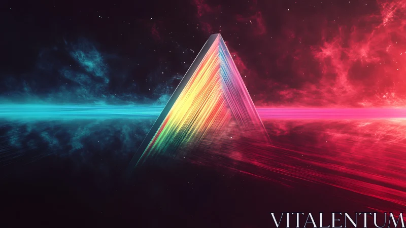 Prismatic triangular form splits blue and red nebula fields