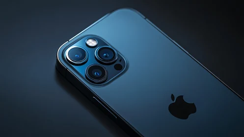 Professional product visualization of smartphone showing triple-lens camera system