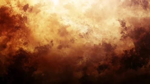 Golden ember clouds drifting through a warmly glowing sky.