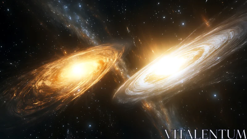 Two bright spiral galaxies in close luminous encounter.