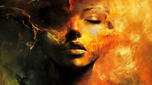 Chromatic Dissolution: Portraiture Merged in Liquid Fire.