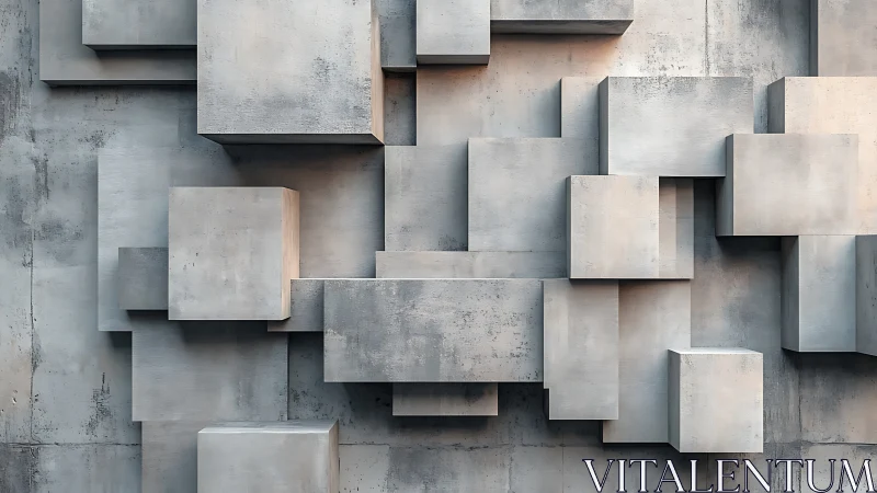 Soft concrete cubes gently stack into calm geometric depth