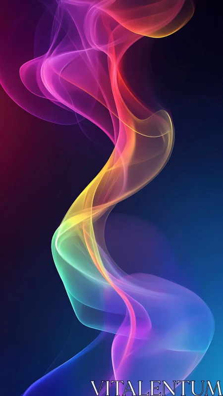 Radiant neon light ribbon swirling through deep gradient night.