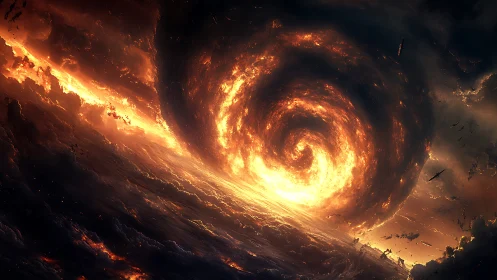Celestial Vortex Rendered in Incandescent Fire and Swirling Plasma.