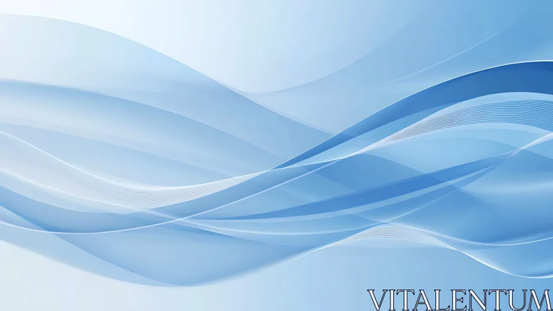 Fluid blue wave ribbons on airy minimalist gradient background.
