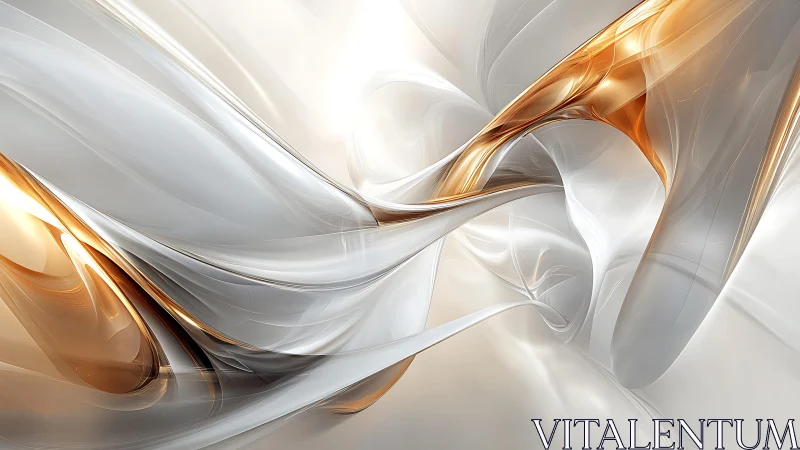 Elegant Abstract Flow with Silver and Gold Metallic Highlights.