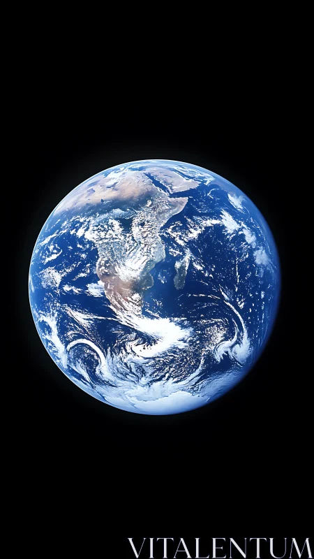 Earth viewed from space against deep black background.