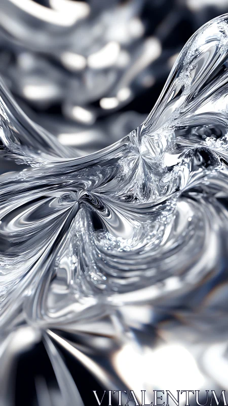 Liquid chrome vortex twists through reflective metallic field