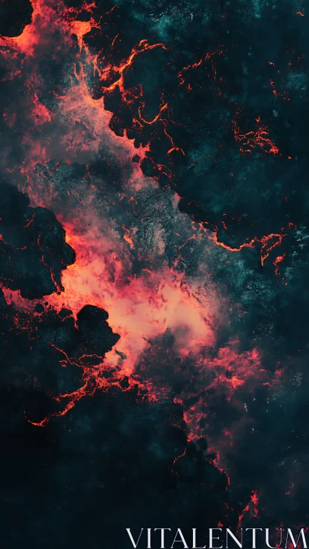 Molten Veins Dance: Where Cosmic Fire Meets Teal Void