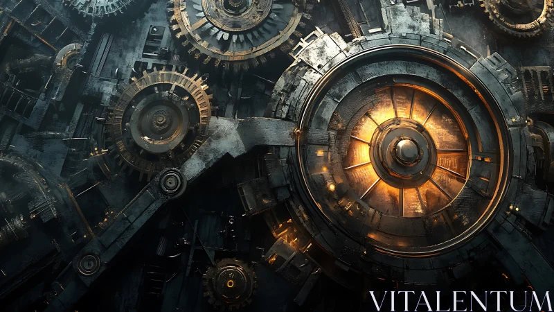 Molten clockwork forge ignites an industrial solar heart.