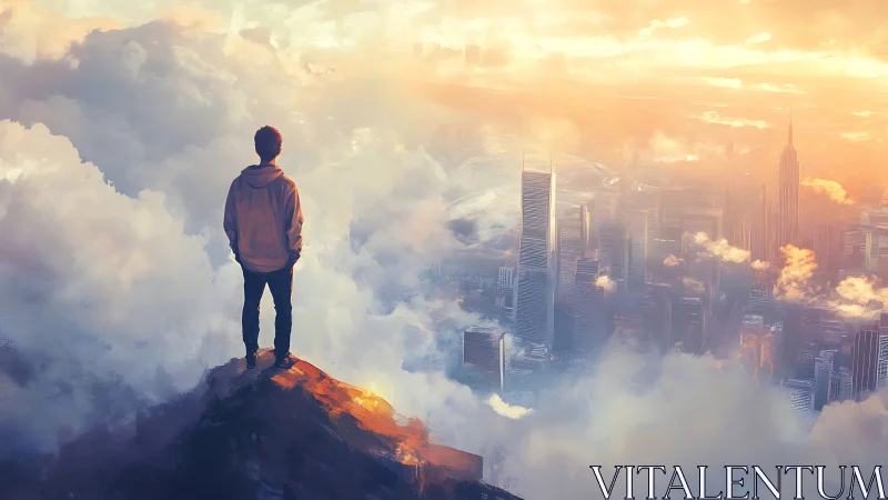 Hoodie on a mountaintop, dreaming above the waking city.