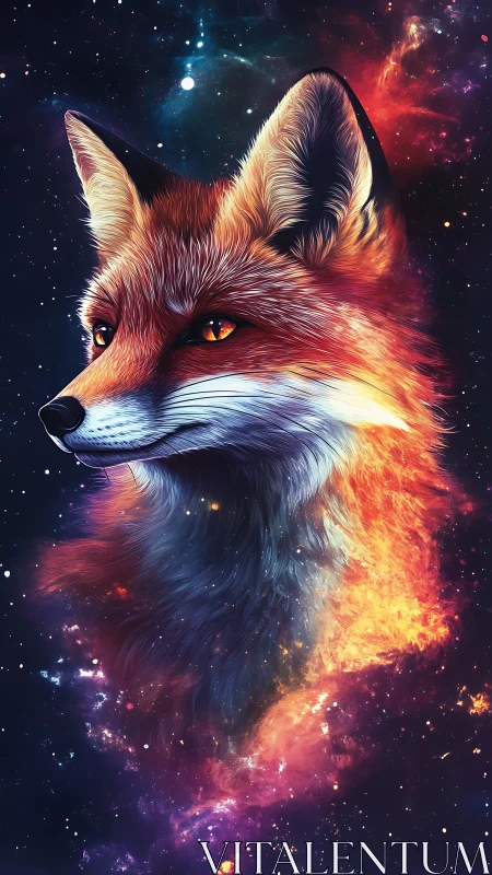 Astrophysical vulpine portrait with nebular plasma mane.