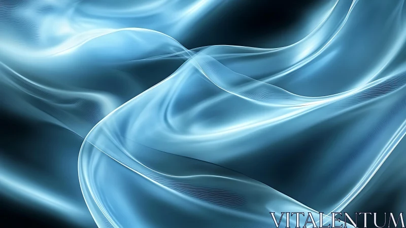 Flowing Abstract Blue Silk Waves with Smooth Light Effects.