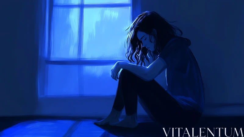 Quiet blue window light holding a moment of reflection.