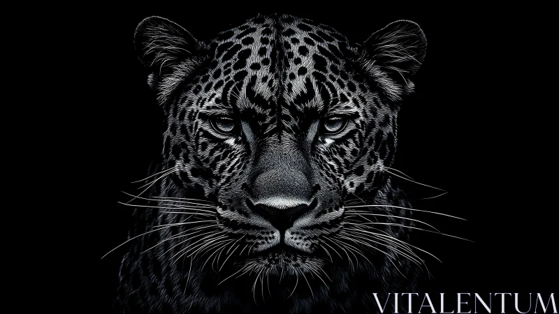 Tiger Face Portrait with Piercing Gaze Against Black