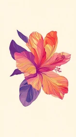 Layered Tropical Flower with Gradient Color Segments.