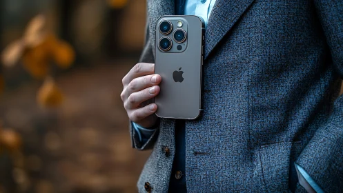 iPhone Pro's Canvas: Tech Elegance Captured in Denim.