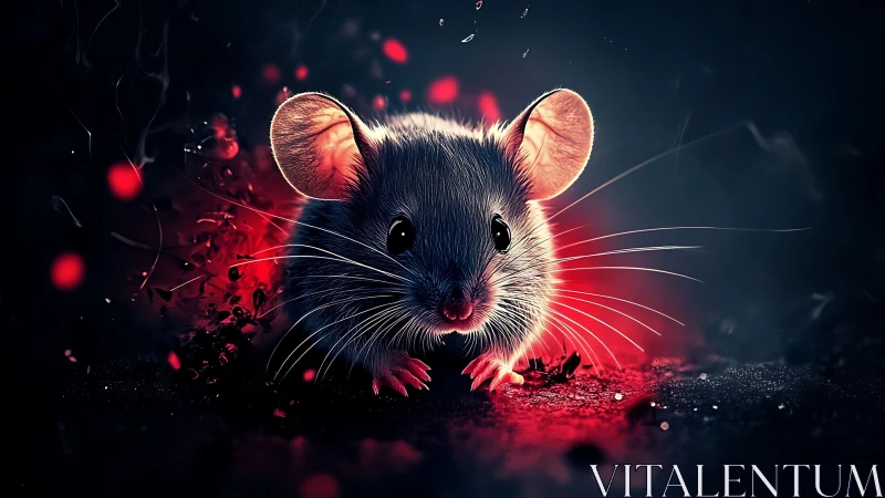 Digital rendering of mouse with red backlight on dark ground.