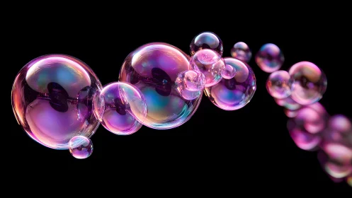 Iridescent Soap Bubbles Floating in Abstract Digital Art Style.