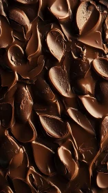 Macro study of molten dark chocolate swirls and glossy ridges