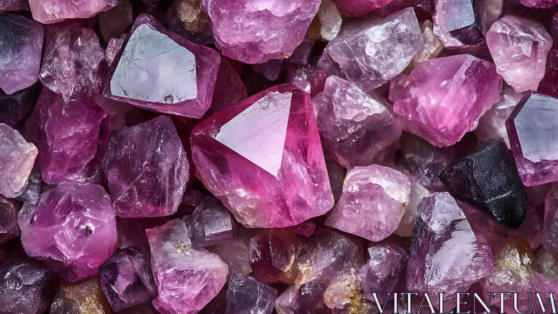 Raw pink crystals display faceted surfaces and rich color.