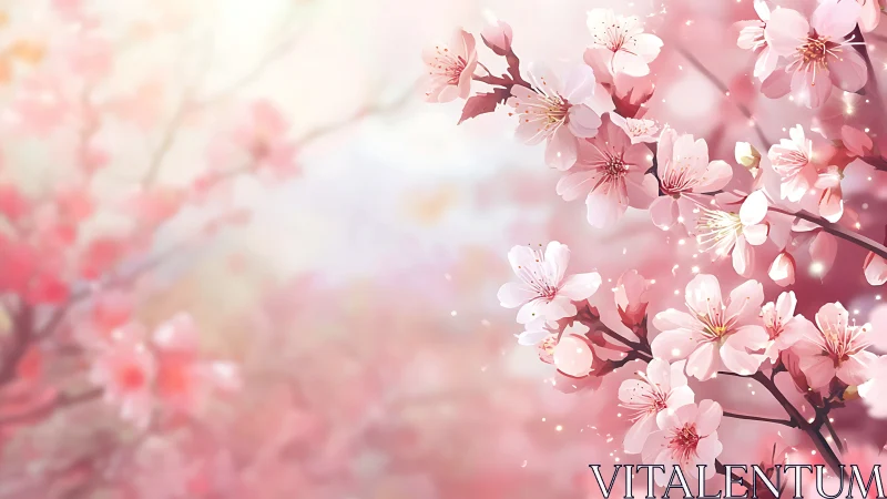 Cherry Blossoms Dance in Ethereal Springtime Reverie.