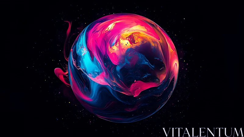 Neon tide planet swirls in cosmic ink and liquid fire.