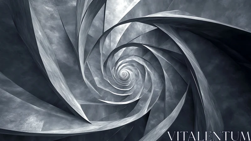 Spiraling metallic tunnel draws the eye toward a calm center