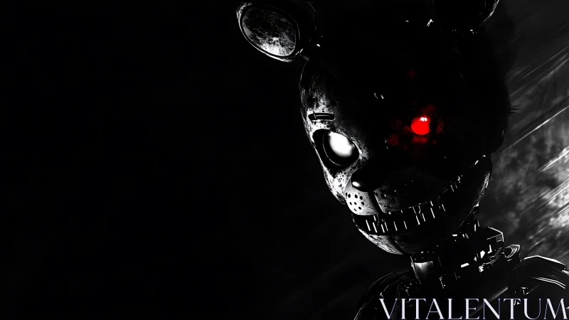 Robot bear head is rendered with high contrast digital lighting