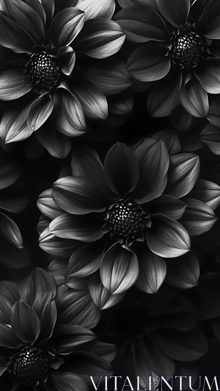 Monochromatic Dahlia Compositions Rendered Through High Contrast Black and White Tonal Range