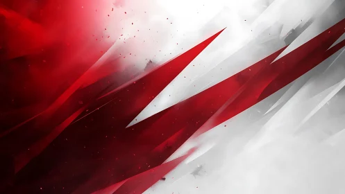 Dynamic red and white abstract geometric digital artwork.