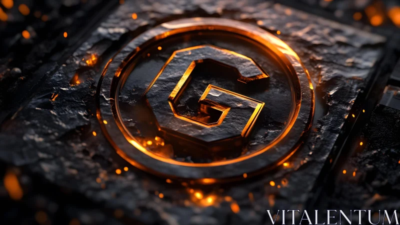 Futuristic Glowing G Monogram on Charred Metallic Surface.