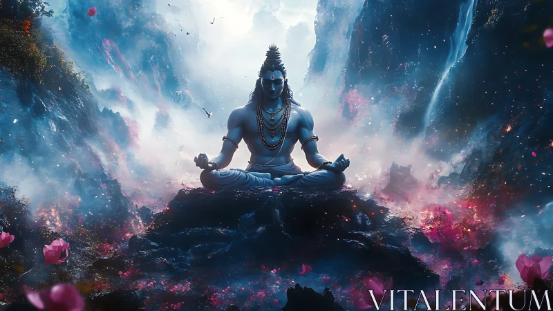 Cosmic yogi breathes galaxies between waterfalls of light